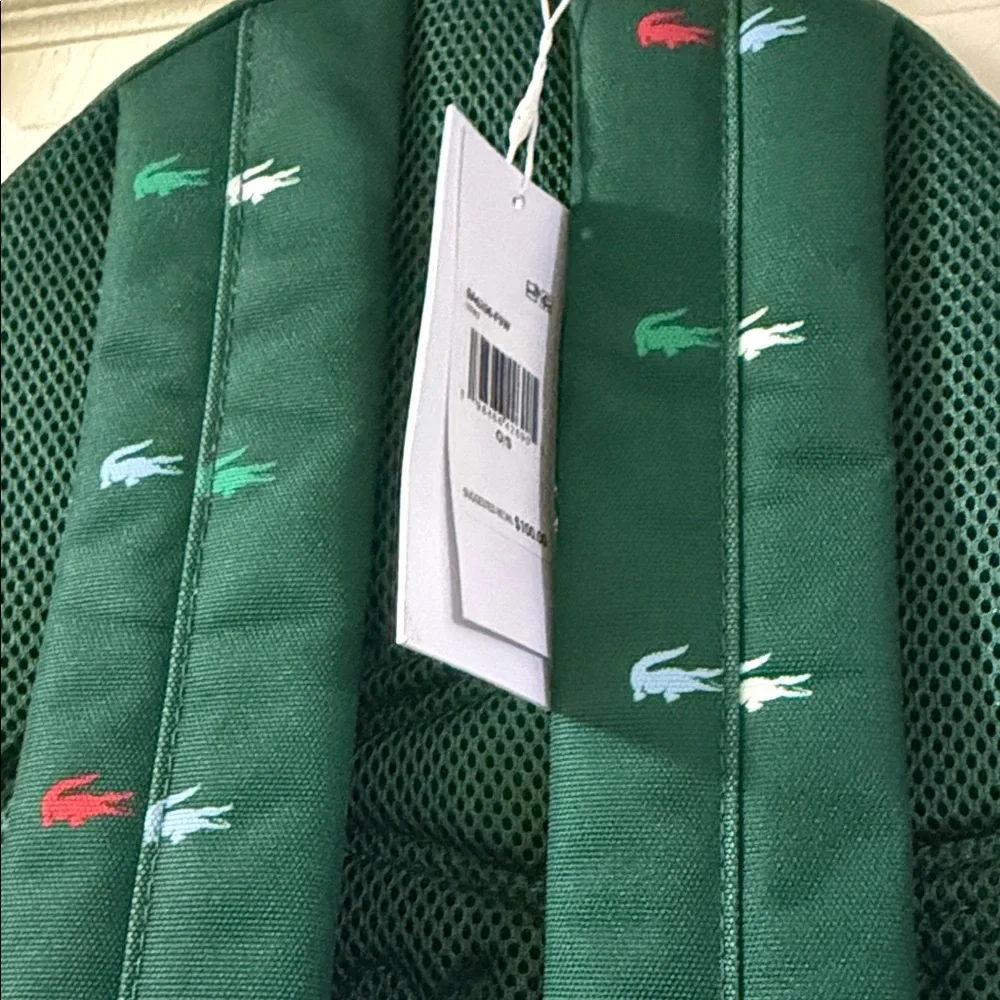 Lacoste Forest Green Backpack with Multicolor Croc Embroidery - Picture 8 of 14